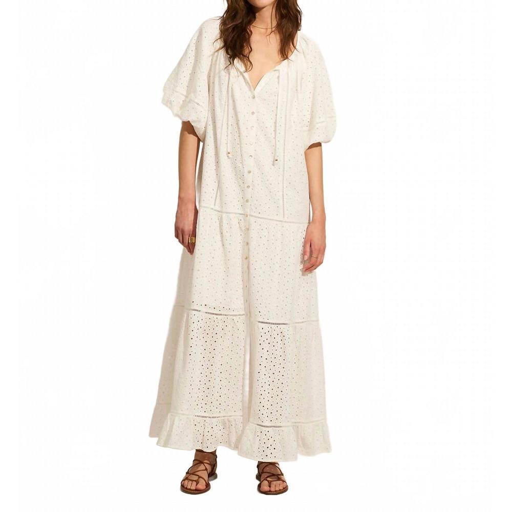 Auguste The Label Cream Eyelet Tiered Maxi Dress